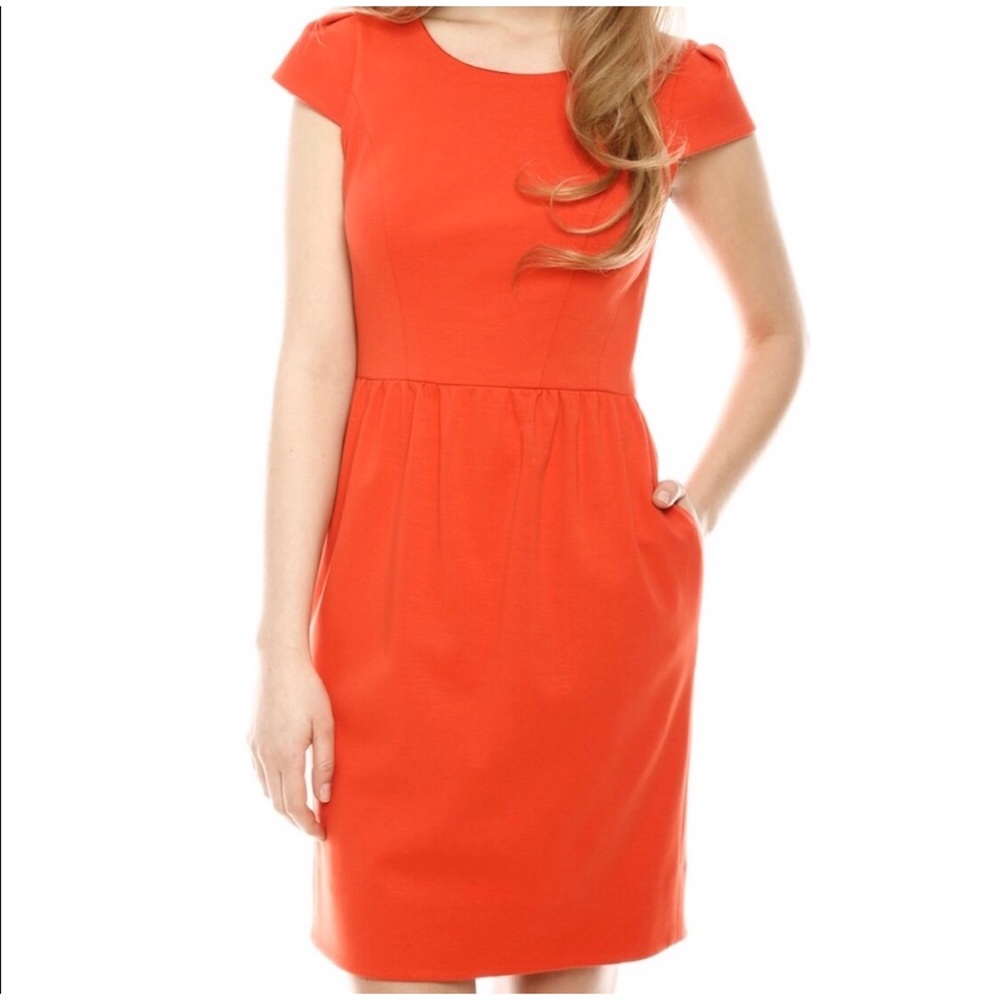Shoshanna Tangerine Sheath w/Pockets! Back Zipper 8